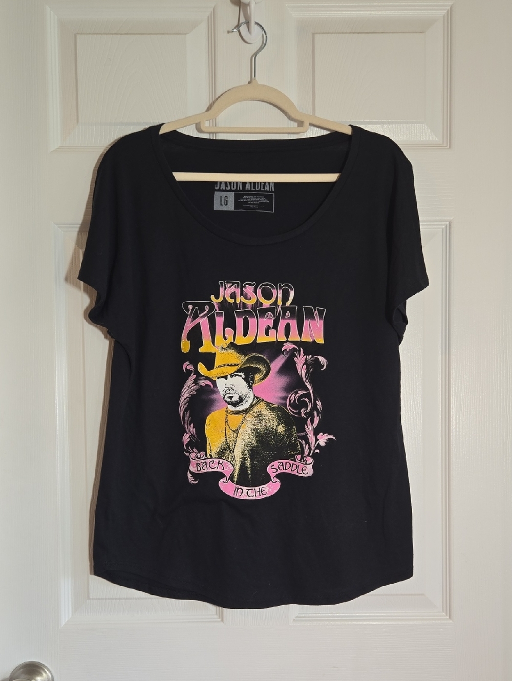 Jason Aldean Black 'Back In The Saddle' Tour Short Sleeve Graphic Tee Large